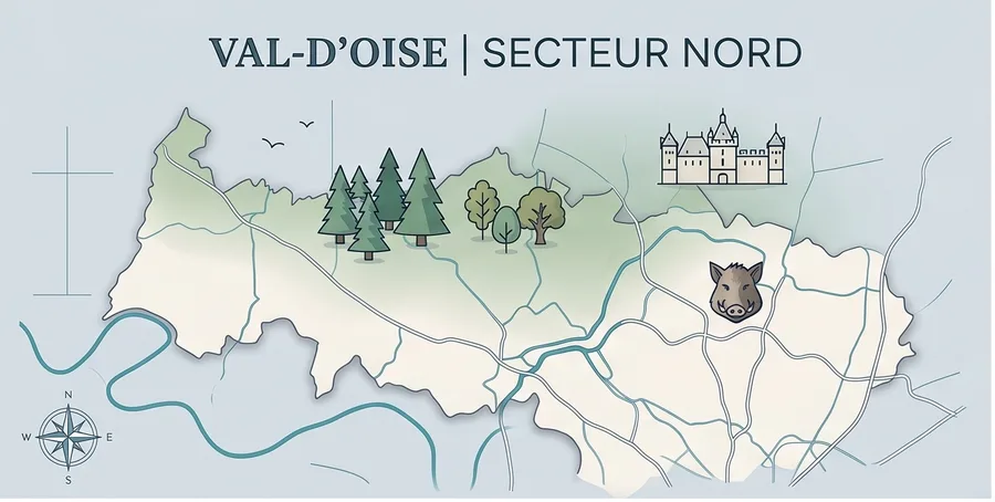 Carte du secteur Nord du Val-d'Oise couvert par Elect&Go