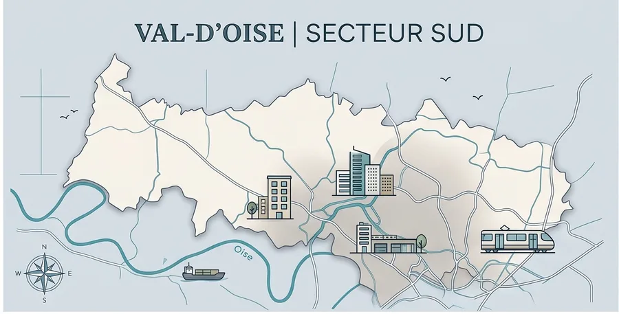 Carte du secteur Sud du Val-d'Oise couvert par Elect&Go
